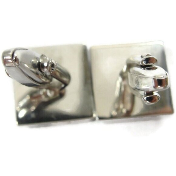 Silver Tone Black Cufflinks Shirt Formal Wedding Accessories Tux Vintage IOB - Picture 12 of 16